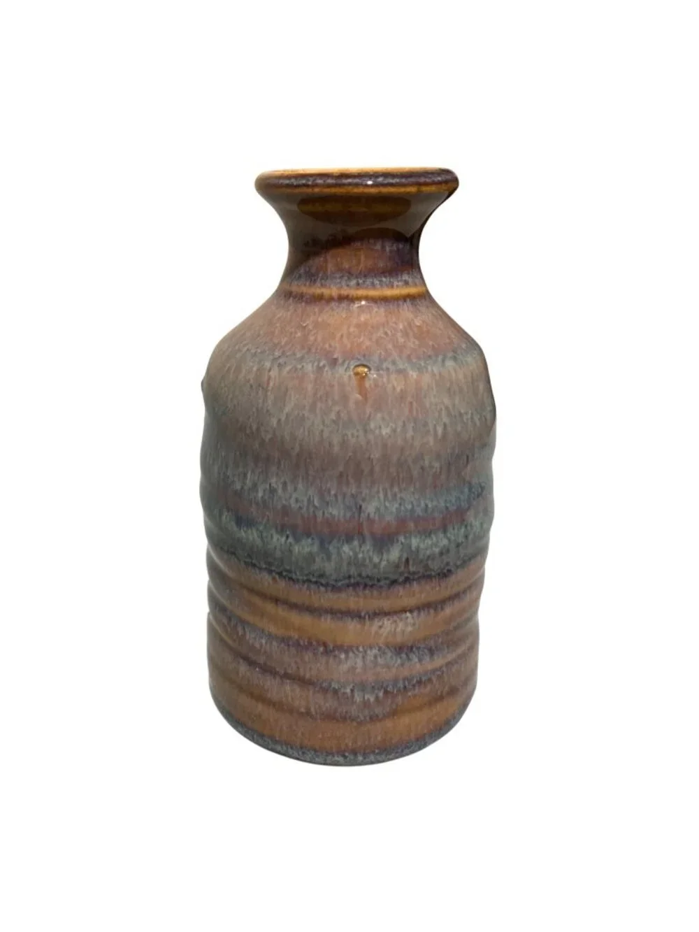 Signed Studio Art Pottery Blue And Purple Small Bud Vase